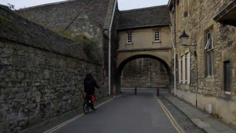 Tracking-Shot-Following-Cyclist-Down-Old-Oxford-Lane-
