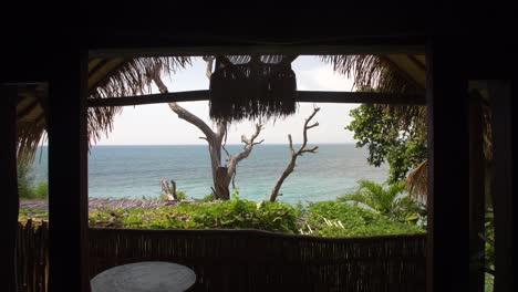 Wide-Shot-Looking-Out-to-Sea-from-Under-Resort-Structure