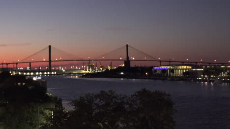 Savannah-Georgia-bridge-in-late-evening-pan-left