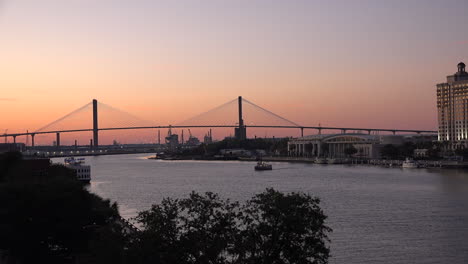 Georgia-bridge-on-the-Savannah-River-after-sunset