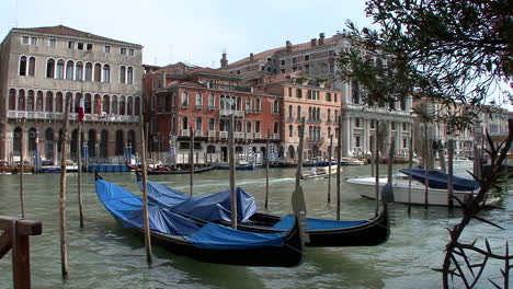 Venice-Italy-gondolas-moored-by-canal