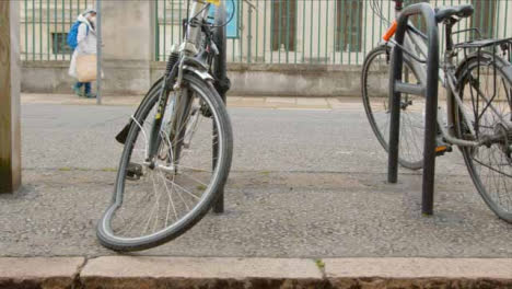 Tracking-Shot-Along-Public-Bicycle-Rack