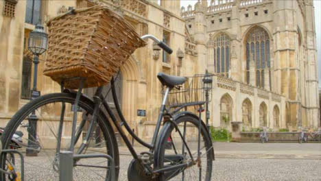 Low-Angle-Shot-Looking-at-Bicycle-Parked-Outside-Kings-College