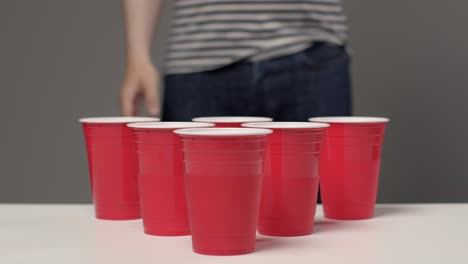 Red Plastic Cups White Background Beer Pong Game Stock Photo by