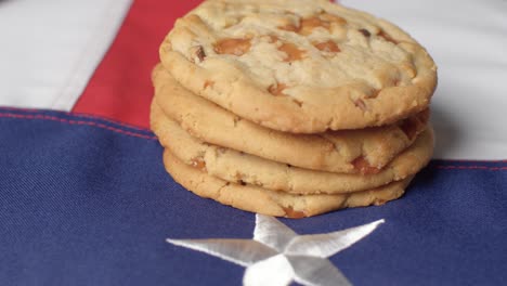 Extreme-Close-Up-Shot-of-Rotating-United-States-Flag-with-Cookies