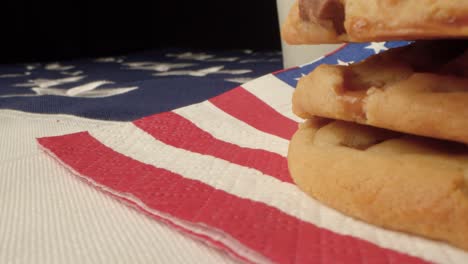Sliding-Shot-Past-Cookies-and-Milk-On-American-Flag