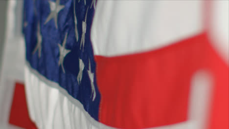 Close-Up-Shot-of-American-Flag-Swaying-