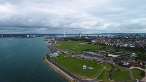 Drone-Shot-of-Portsmouth-City-Skyline