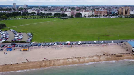 Drone-Shot-Panning-Up-at-Southsea-Beach