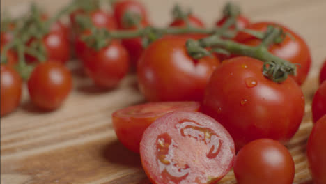 Close-Up-Shot-of-Tomatoes-On-Rustic-Wooden-Table-01