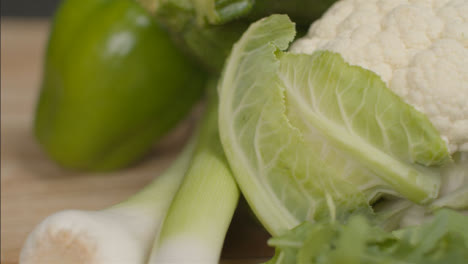 Close-Up-Shot-Approaching-Green-Vegetables-