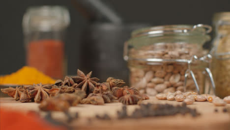 Slow-Tracking-In-Shot-to-Star-Anise-from-Spices-on-Table
