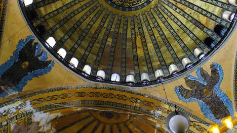 Low-Angle-Shot-of-the-Hagia-Sophia-Dome-Ceiling