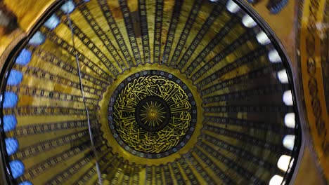Low-Angle-Spinning-Shot-of-Hagia-Sophia-Dome-Ceiling