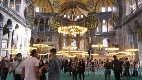 Tracking-Shot-of-People-Inside-the-Hagia-Sophia-In-Istanbul