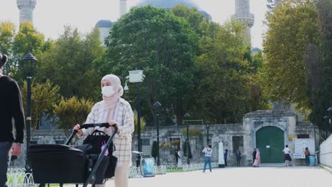 Wide-Shot-of-People-Walking-In-Sultanahmet-Square-