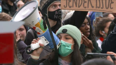 Activist-Shouting-on-Loudspeaker-at-COP-26-Protest