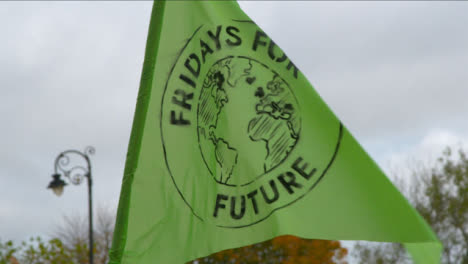 Green-Protest-Flags-Waving-in-the-Wind-at-COP-26-Rally