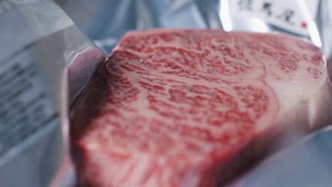 Close-Up-Shot-of-an-Uncooked-Wagyu-Steak-