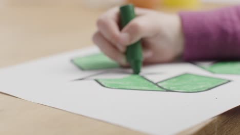 Nahaufnahme-Eines-Kindes-Mit-Grünem-Buntstift