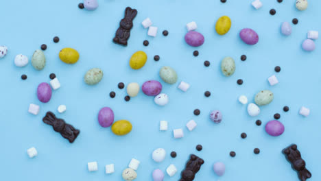 Top-Down-Shot-of-Rotating-Easter-Themed-Confectionary