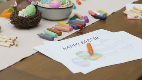 Tracking-Shot-of-Easter-Themed-Childs-Drawing