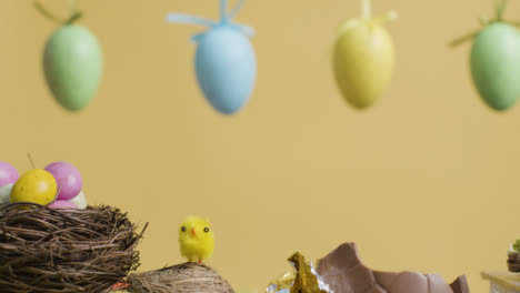 Tracking-Shot-of-Assorted-Easter-Themed-Confectionary