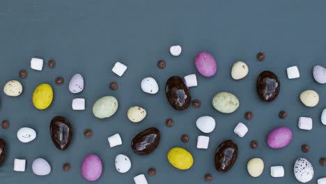 Tracking-Shot-of-Mixed-Easter-Confectionary-with-Upper-Copy-Space