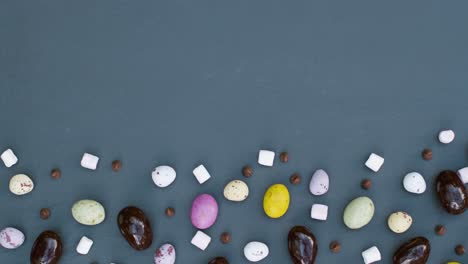 Tracking-Shot-of-Mixed-Easter-Confectionary-with-Upper-Copy-Space