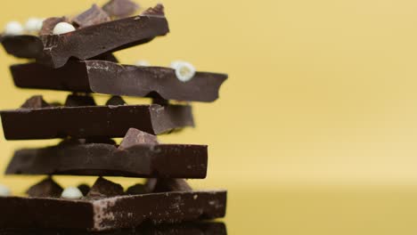 Extreme-Close-Up-Shot-of-Rotating-Chunks-of-Chocolate