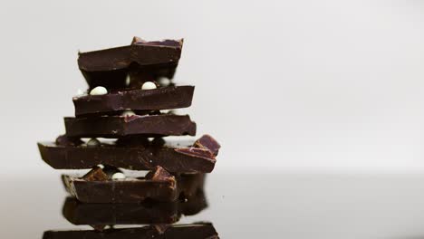 Close-Up-Shot-of-Rotating-Chunks-of-Chocolate