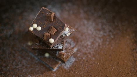 High-Angle-Shot-of-Rotating-Pile-of-Luxury-Chocolate