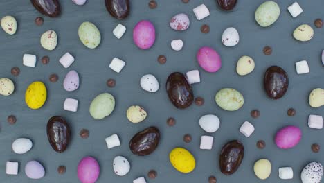 Stop-Motion-Shot-of-Assorted-Colourful-Easter-Confectionary