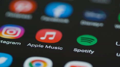 Close-Up-Orbiting-of-Music-Streaming-Apps-on-Phone
