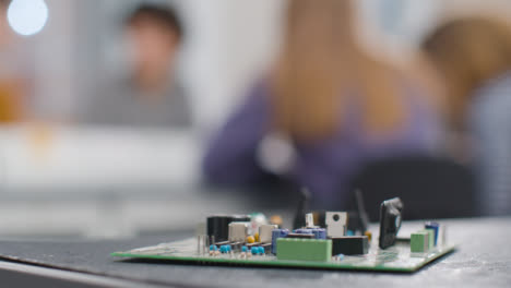 Close-Up-Shot-of-Circuit-Board-In-Engineering-Students-Lab