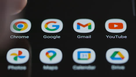Close-Up-Shot-of-Finger-Tapping-Google-Chrome-App-On-a-Smartphone