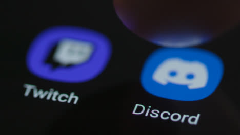 Close-Up-Shot-of-Finger-Tapping-the-Discord-On-a-Smartphone-
