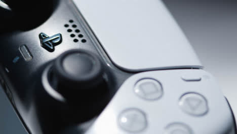 Studio-Close-Up-Of-PlayStation-Video-Game-Controller-RotatingWhite-Background
