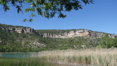 Spain-Serrania-De-Cuenca-Una-Lagoon-With-Leaf-Frame