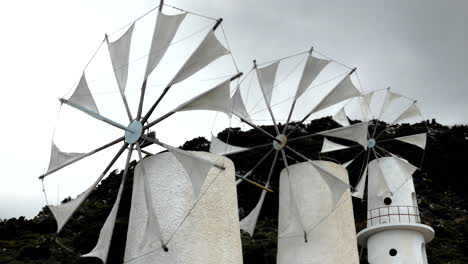 Greece-Crete-Lasithi-Plateau-Three-Windmills-Turning-In-Wind