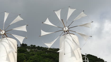Greece-Crete-Lasithi-Plateau-Two-Windmills-Turning