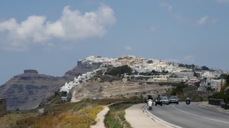 Greece-Santorini-Highway-With-Cars-And-Sidewalk