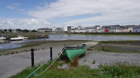 Ireland-Galway-Bay-A-Green-Boat-Rests-On-The-Shore