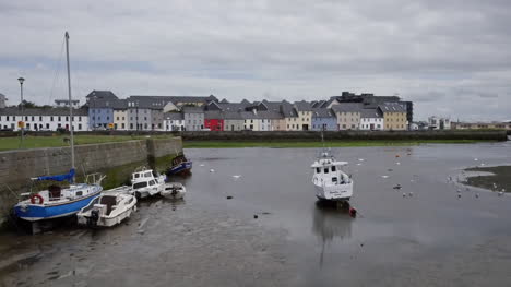 Ireland-Galway-Bay-Boats-At-Low-Tide-With-Houses-On-The-Opposite-Bank