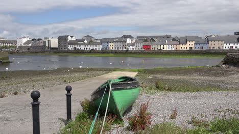 Ireland-Galway-City-Green-Boat-At-Low-Tide