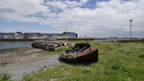 Ireland-Galway-City-Ruined-Boat-On-The-Shore