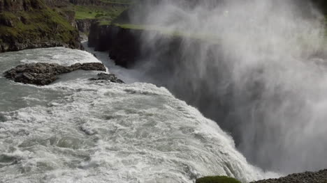Iceland-Gullfoss-Waterfall-Over-Edge-With-Mist-Zoom