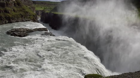 Iceland-Gullfoss-Waterfall-Over-Edge-With-Mist