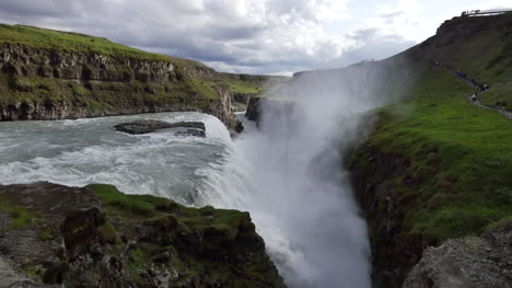 Iceland-Gullfoss-Waterfall-With-Gorge-And-Rising-Mist