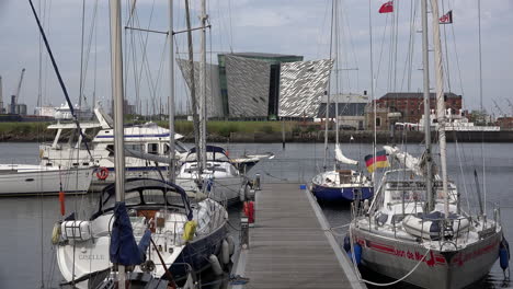 Northern-Ireland-Belfast-Titanic-Museum-And-Boats-In-Marina